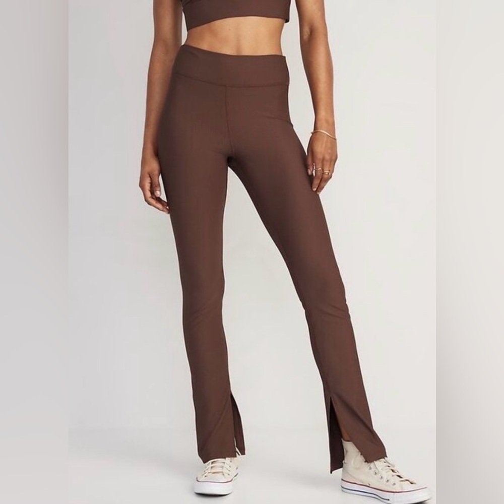 Old Navy Brown Boot-Cut Flare Leggings with Front Slit